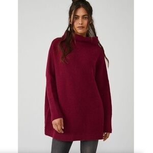 Free People Ottoman Slouchy Tunic in Pomegranate Wine Cotton Blend Size Small